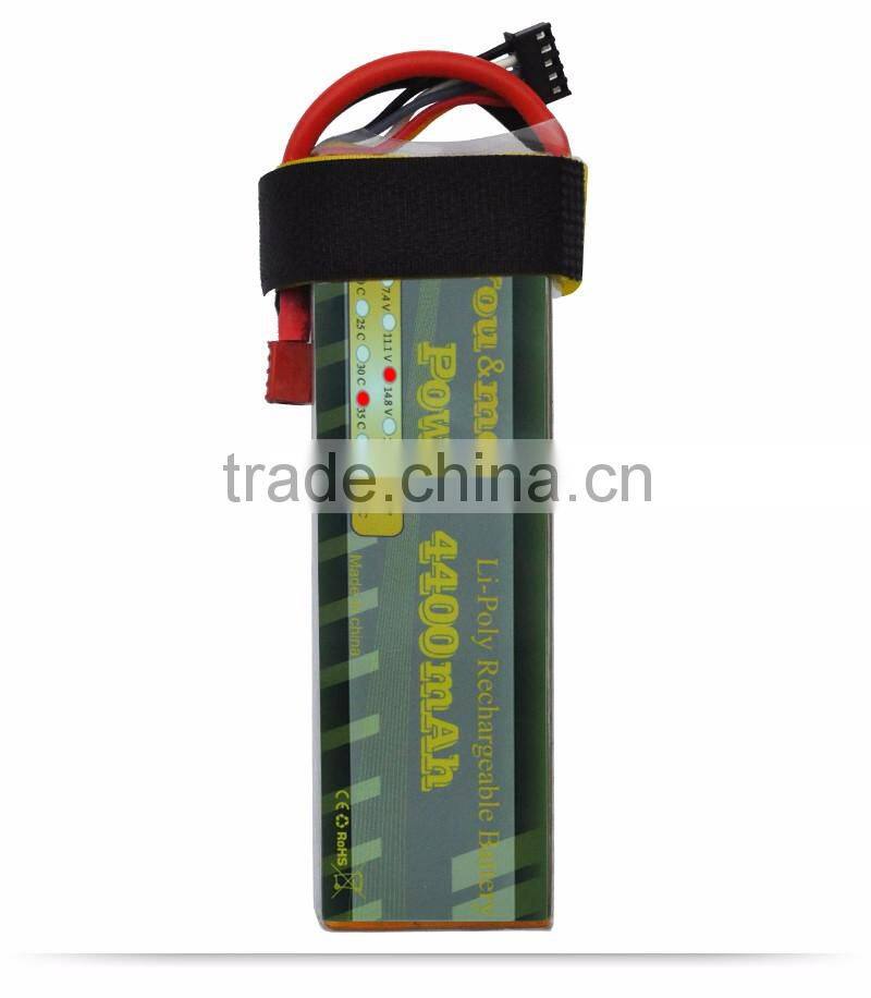 High quality 4S 4400mAh 14.8v lithium polymer battery pack for electric model