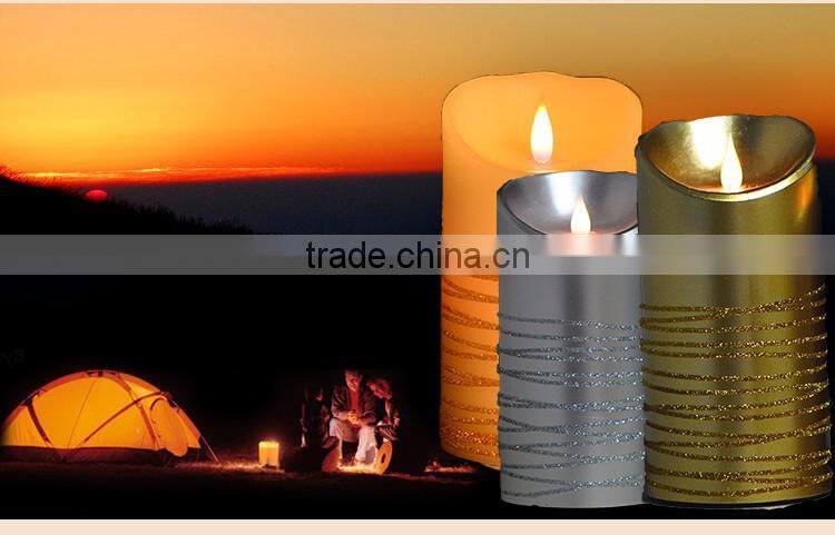 remote control set of 3 real wax flameless LED pillar candles