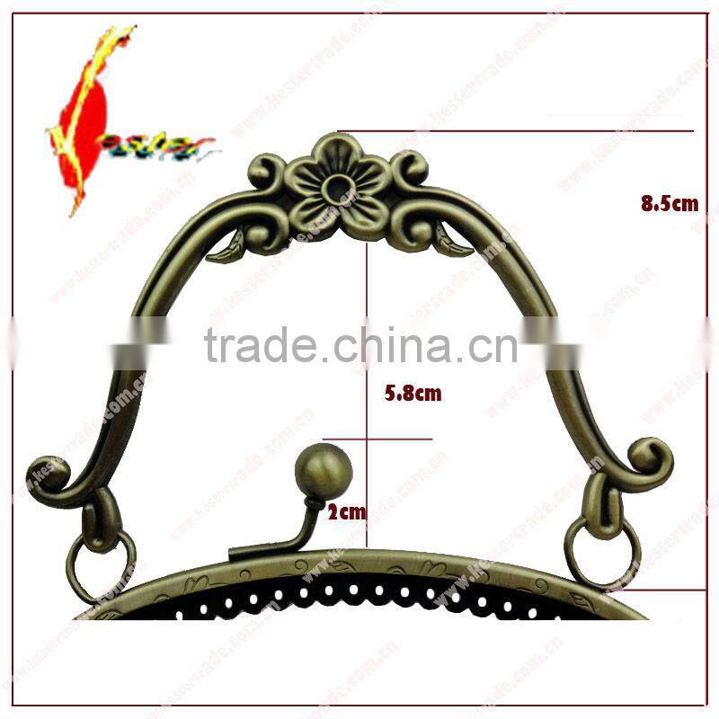 fashion 19cm kiss lock sewing metal purse frame with handle