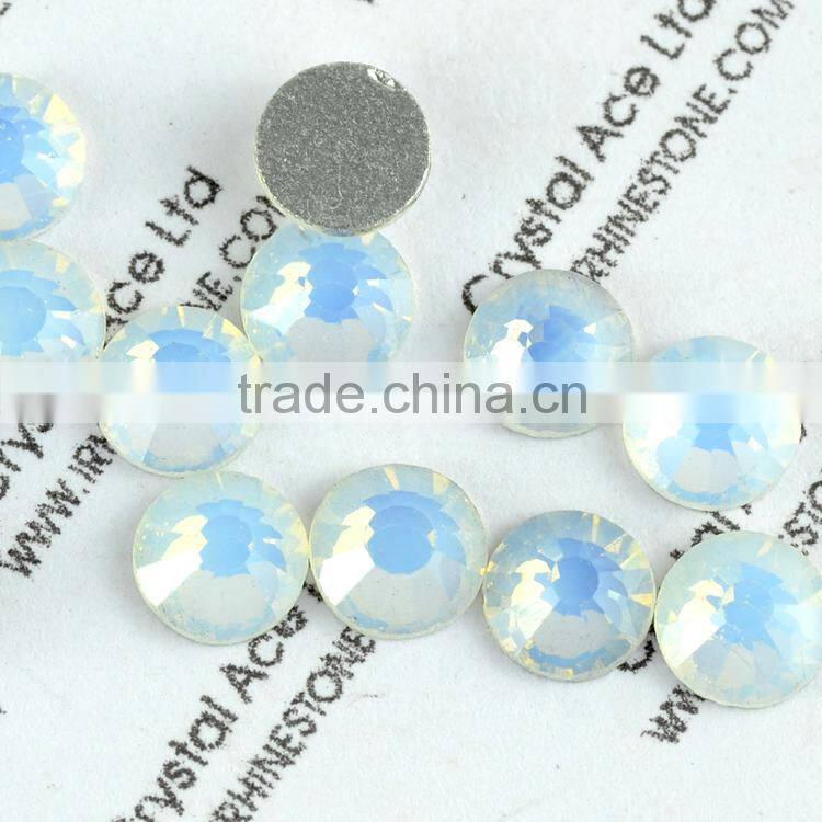 China white opal flat back crystal rhinestone non hot fix for wholesale