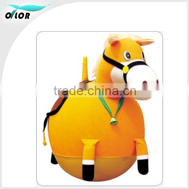 Horse cover skipping ball/ plush cover animal hopper ball/ cute cover with inflatable pvc jumping ball inside