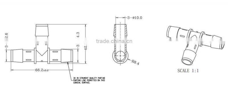 1/2" Tee joints plastic joint tube joint tube connector PP body