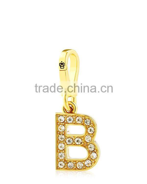 Gold rhinestone alphabet charm letter pendant alphabet keychain