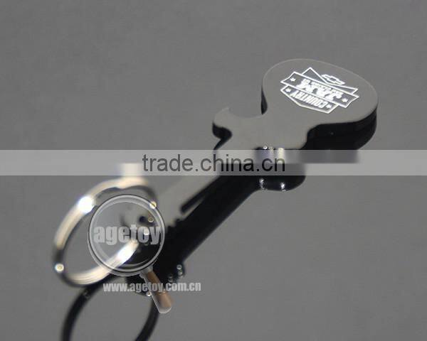 Guitar Shaped Promotional Custom Laser Logo Aluminum Anodizing Black Metal Guitar Keychain Opener