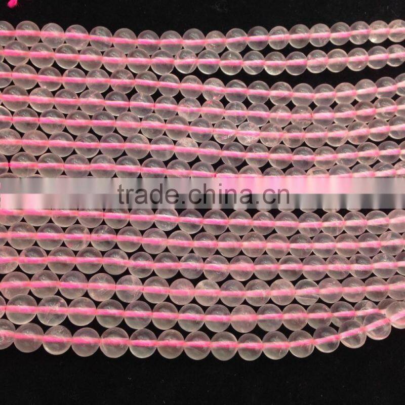Nautral Polish Madagascar Clear Pink Rose Quartz Round Beads For Jewelry