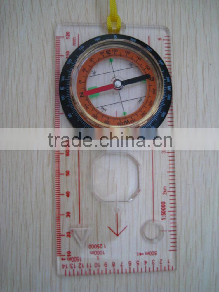outdoor camping baseplate map compass with ruler and magnifier