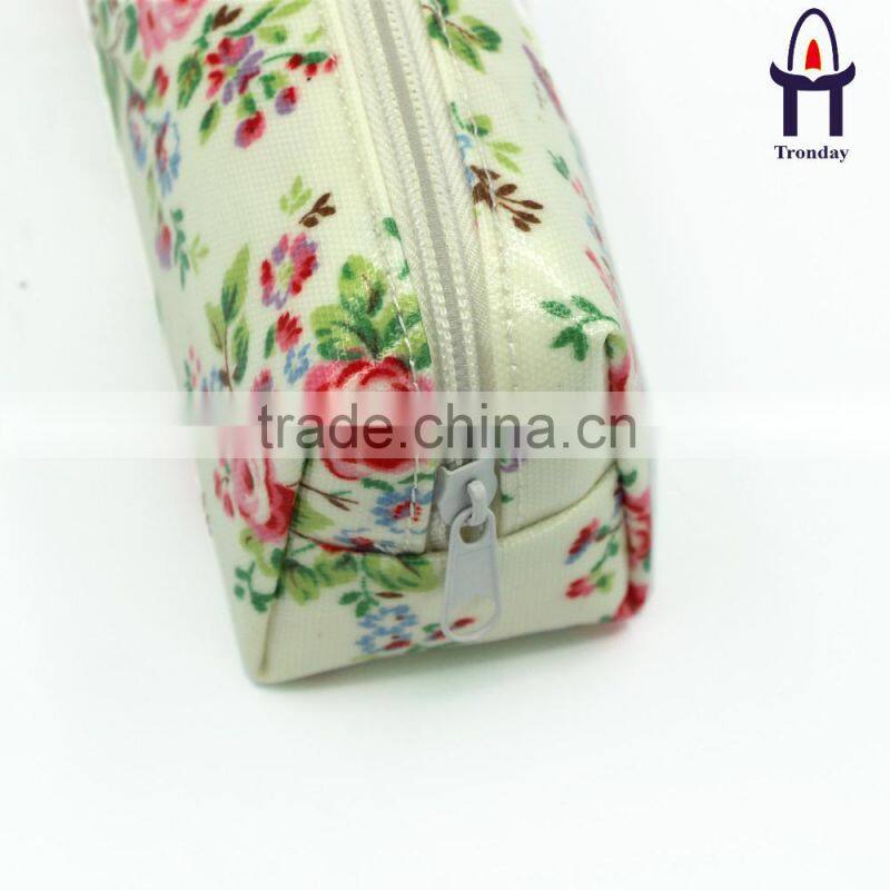 Flower coated canvas waterproof pencil case bag for teenagers