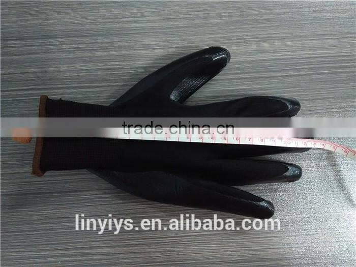 13G Black Seamless Knitted Nitrile Working Safety Gloves