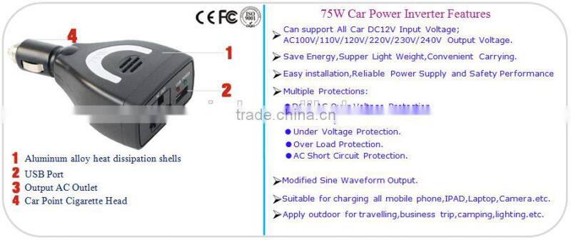 New design pure sine wave power inverter ,dc ac 75W