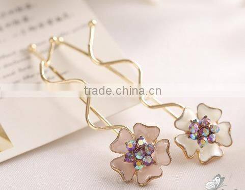 fancy new flower gold plated antique hair bobby pins