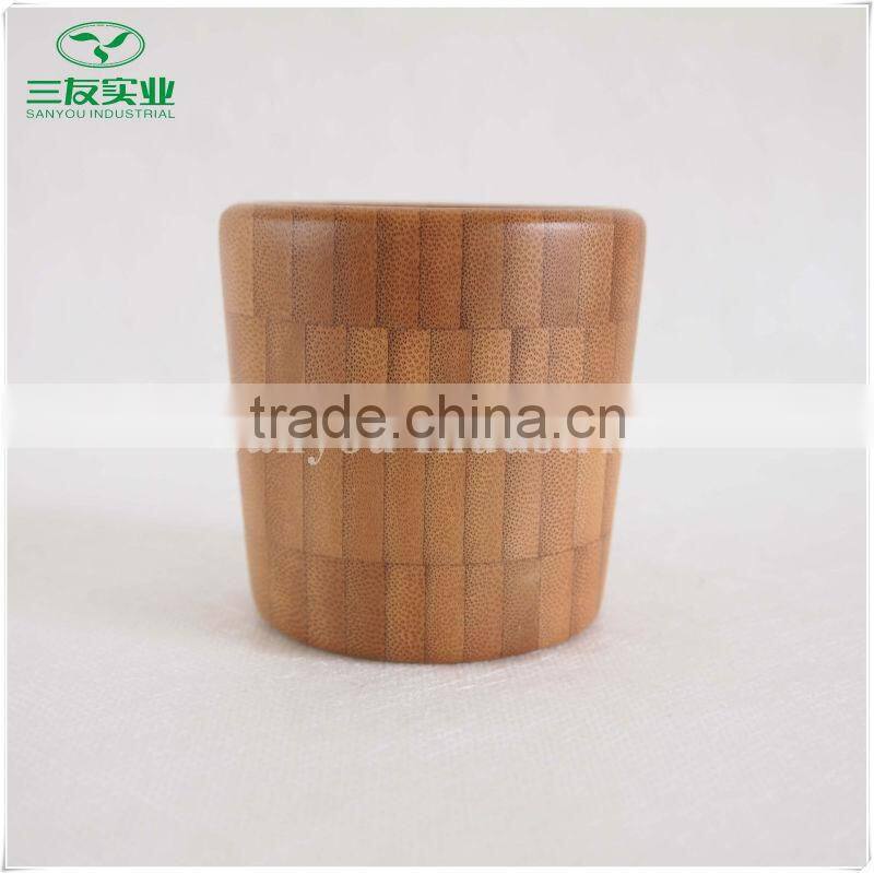 Vertical Grain Natural Round Bamboo Coffee Cup