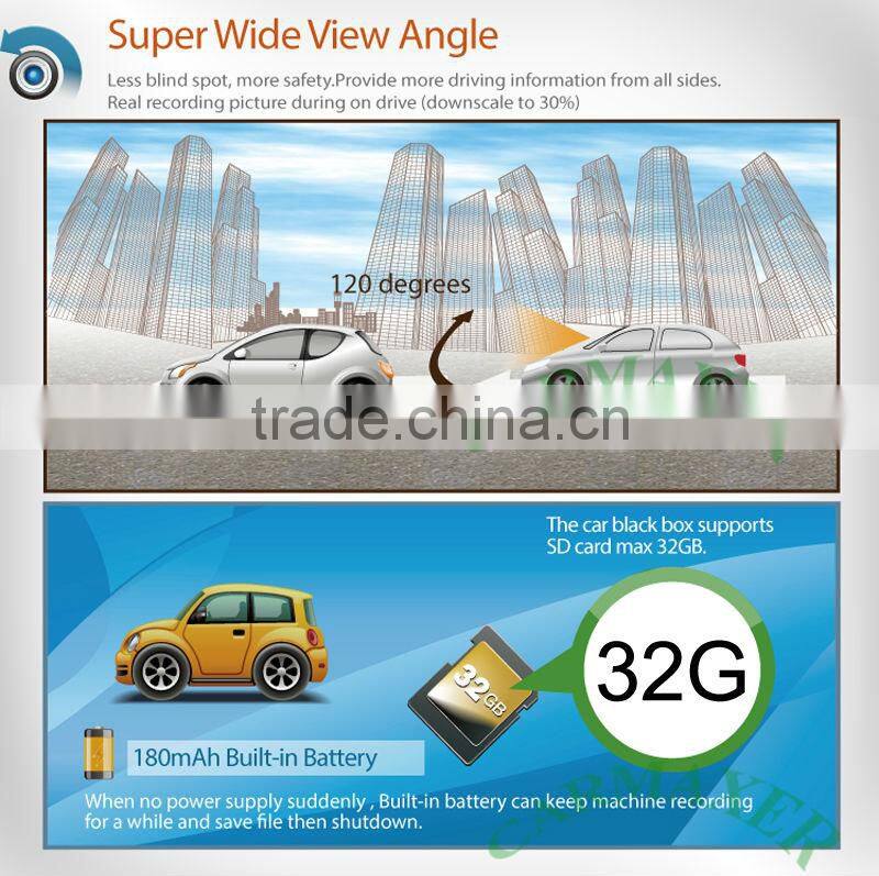 new fasion dual camera car black box car video camera recorder with gps