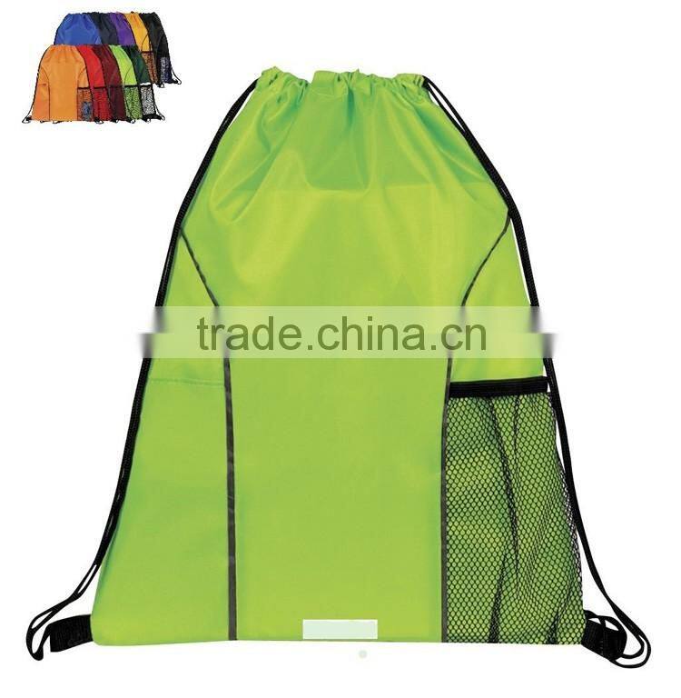 Foldablel nylon large capacity water resistant drawsting backpack