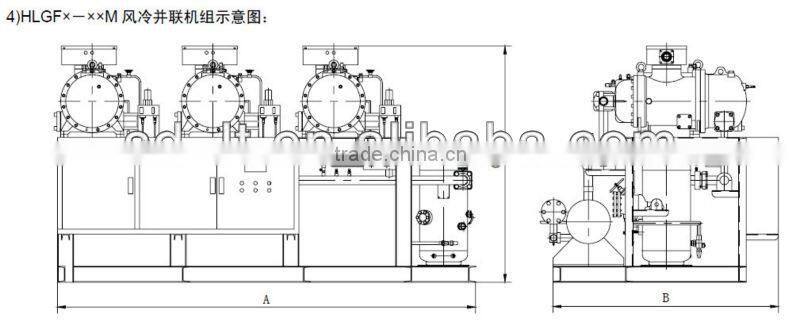 Semi-Hermetic Screw Compressor Middle Temperature Compressor Racks for ice making,chillered water making.etc
