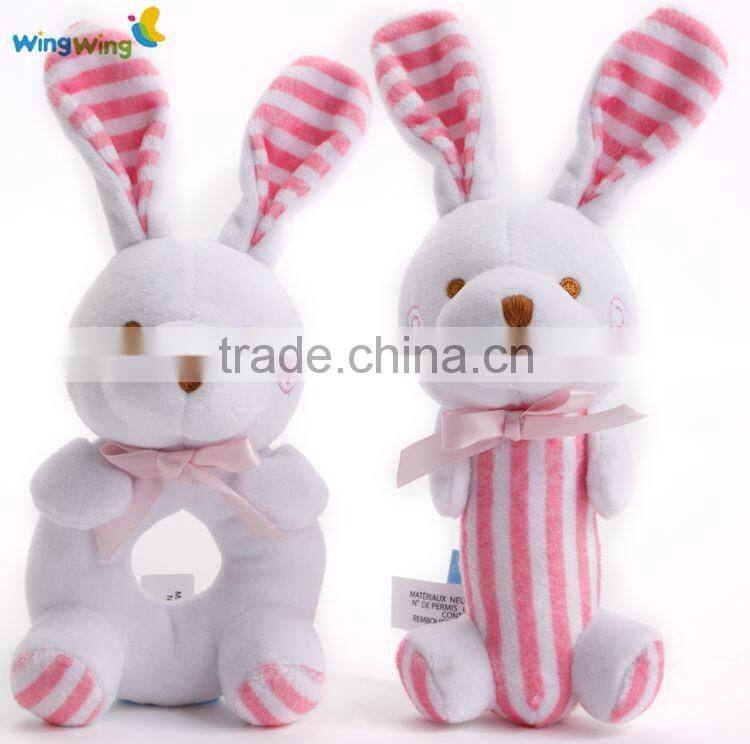 Promotional wholesale soft animal plush rattle toy custom baby rattle