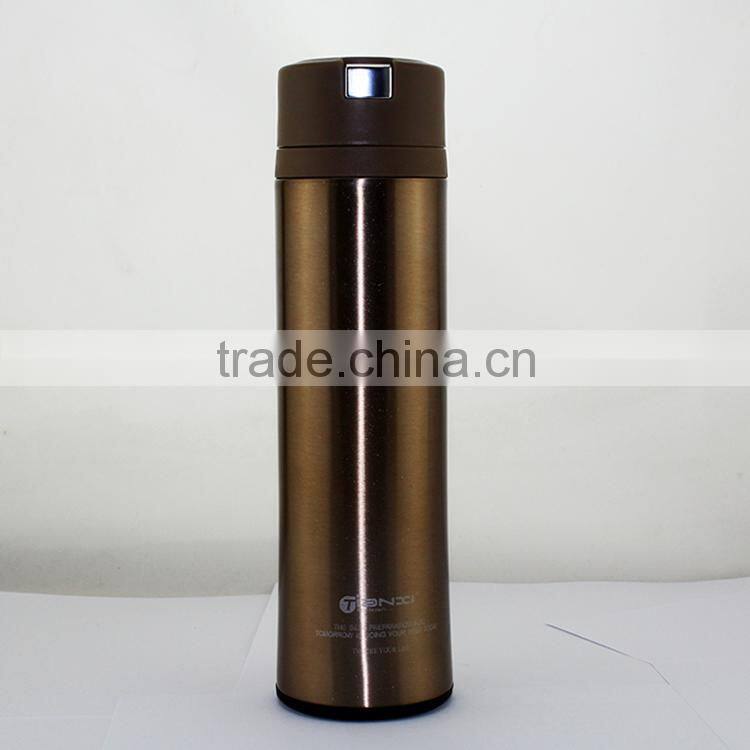 new style double wall stainless steel vacuum thermos flask ,lock button design lid
