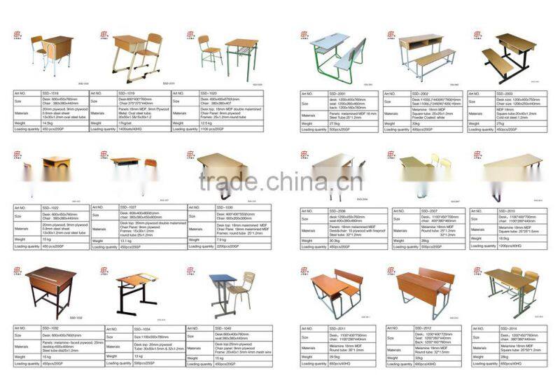 2-steater school chair/2 seater student desk and chair