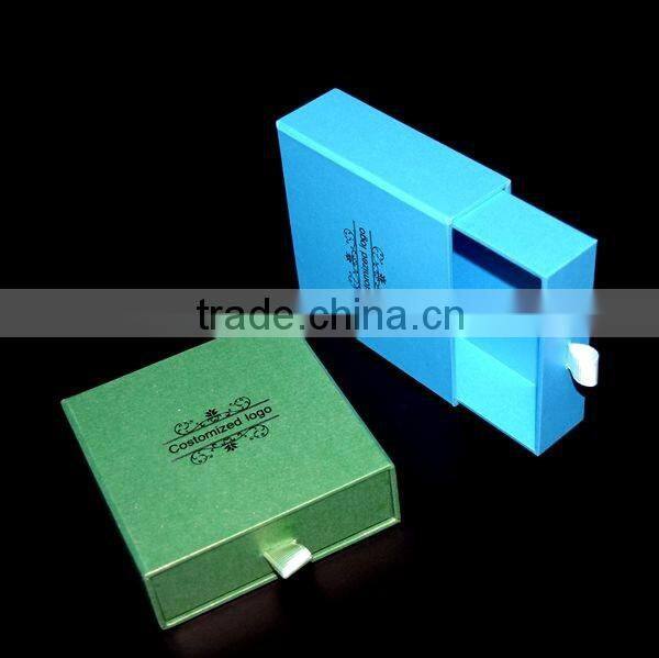 Free sample custom blue and green pullout drawer box with puller