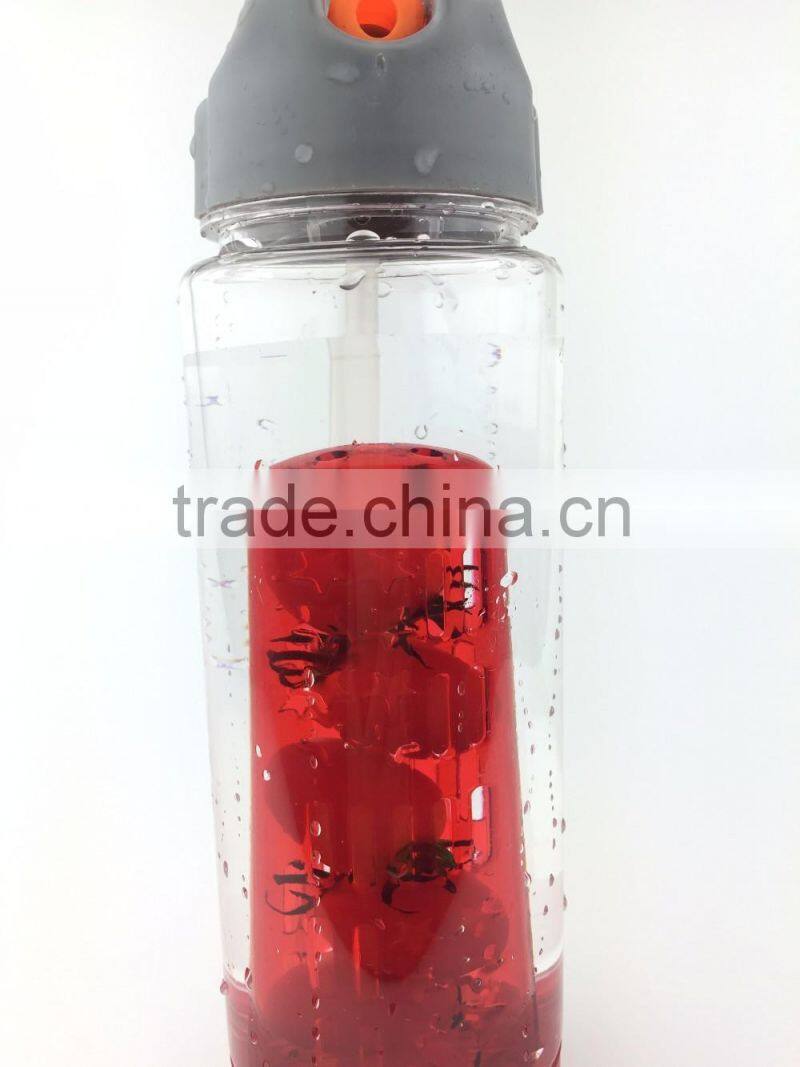 2016 Eco-Friendly plastic fruit infuser water bottle, water fruit infuser joyshaker bottle with straw
