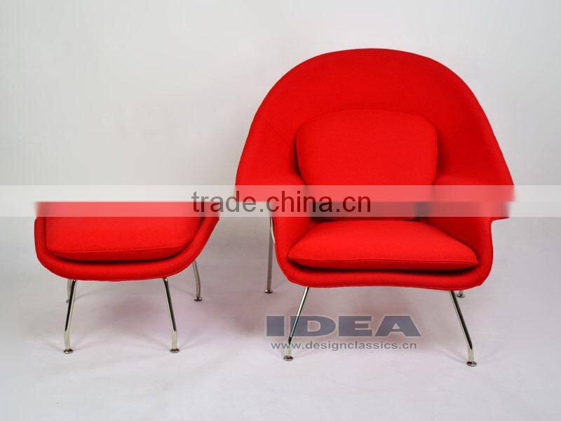 Replica Womb Chair Foot Stool - Red Wool Fabric