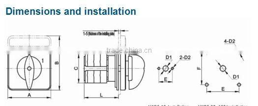 LW26-20A 2pole 3position(1 0 2)changeover CE certificated best price rotary switch
