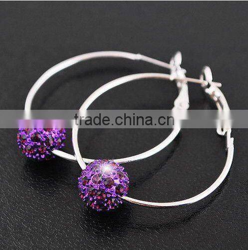 2012 Newest shamballa charm earring with pave stones