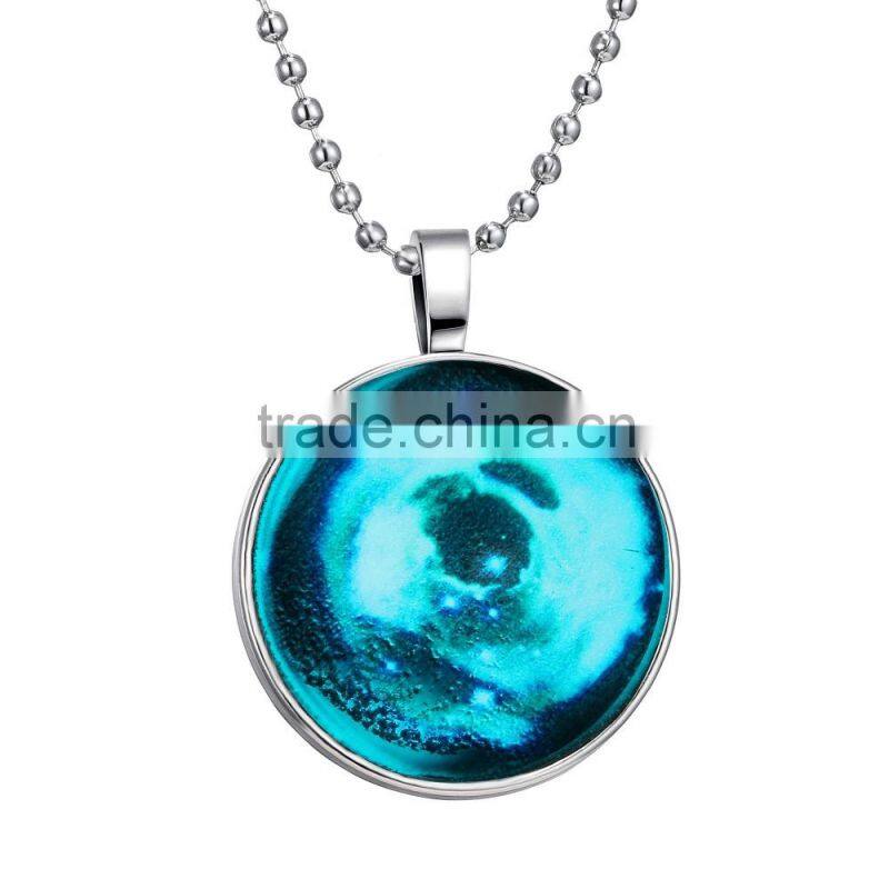 Dog Glow in The Dark Pendant Necklace Round Glass Necklace Glow in The Dark Jewelry
