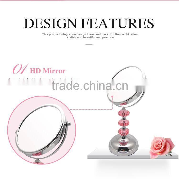 Double sided pink acrylic cosmetic mirror