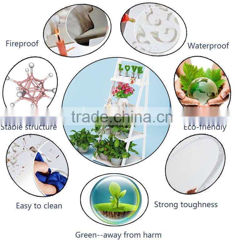 Decroative garden wrought wooden flower shelf