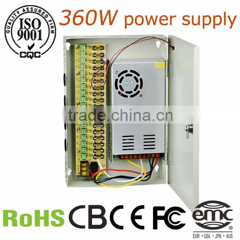 OEM High quality 360W CCTV 18 channel output switching led power suply