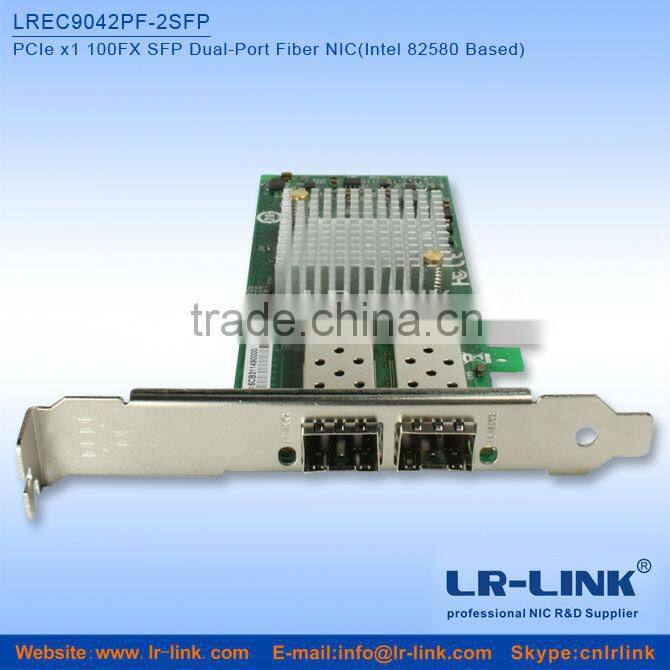 LREC9042PF-2SFP PCIe x1 100FX Dual SFP Port Fiber NIC (Intel 82580 Based) Unique Modle in the world