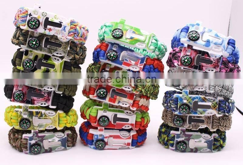 Paracord Survival Bracelet 550lb Milspec with Compass, Fire Starter Scraper, and Whistle by ARMSTAC + Lifetime Warranty