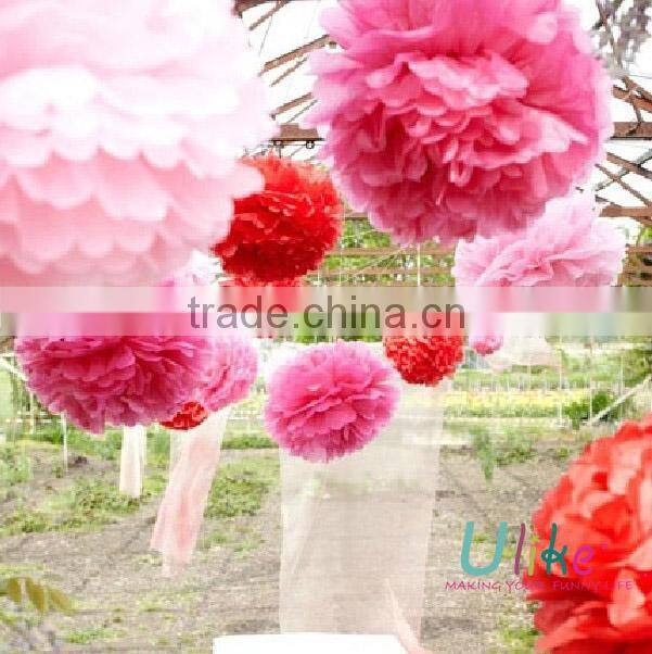 2014 popular tissue pom poms flower garland outside yard decoration for party decoration