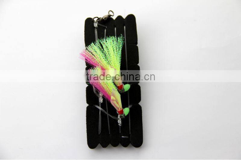 fishing rig flasher sabiki hook lumo wing glow bead 2hooks