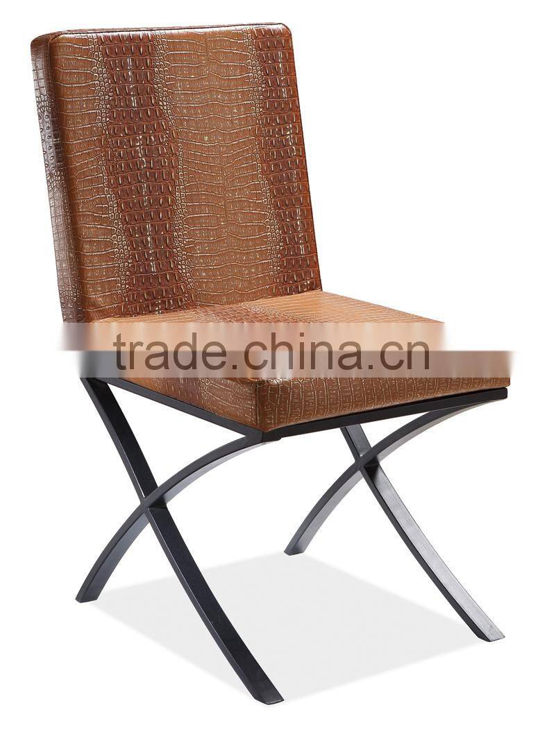 Z681 the best selling pu crocodile leather nordic metal dining chair