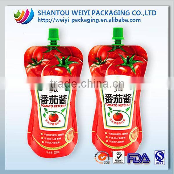 Popular resealable stand up pouch with spout sweet bean sauce filling