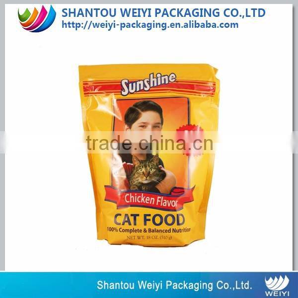 Stand up dog/cat/fish animal feed packaging bag plastic pet food bag with ziplock