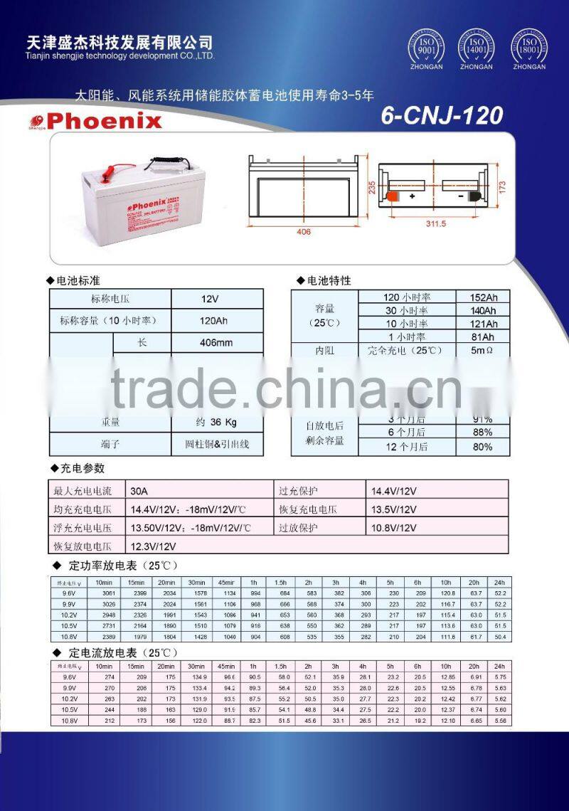 Proflex long lift time maintenance free 12V 100Ah Solar deep cycle Battery