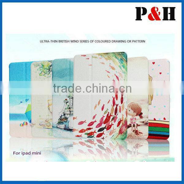 2015 Pu leather stand case for iPad mini with fashion display