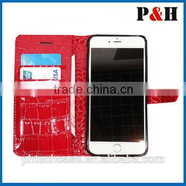 Croco Leather case for Iphone 6, wallet leather case for iphone 6 plus 5.5 inch