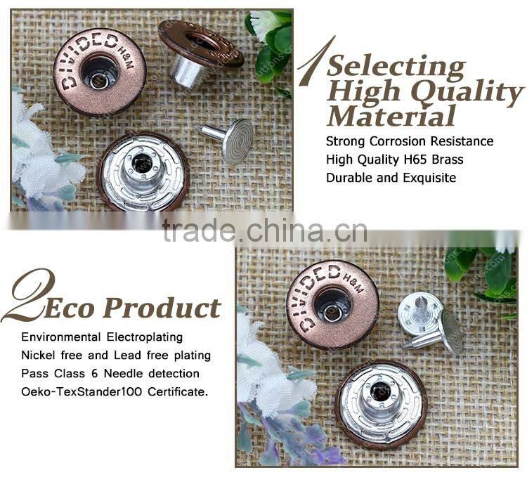 17mm jeans buttons and rivets metal tack buttons for jeans
