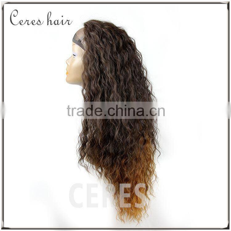 lace front spiral curl afro wig ombre high temperature fiber curly wig with cheap price