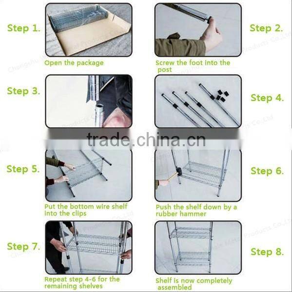 3 Tiers Chromed Metal Wire Shelving, Storage Rack