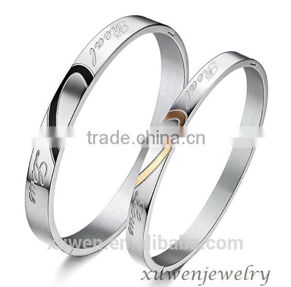 polish finish engraved flowers steel time bracelet