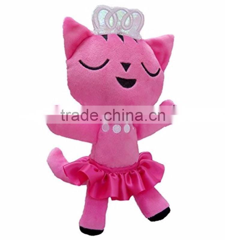 St pink cat queen princess toys with dress crown for little girls real plush type material