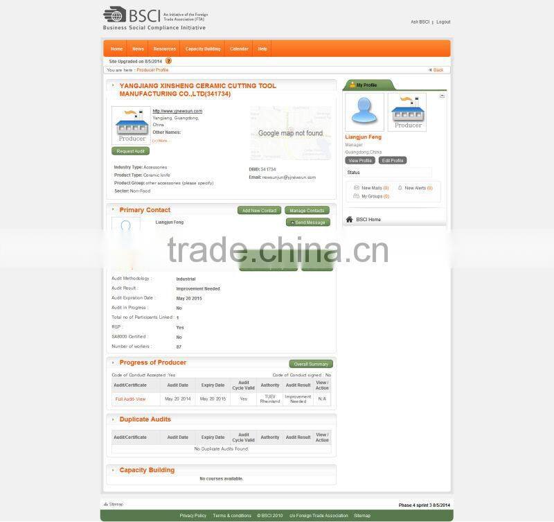 Bamboo handle Eco-friendly Ceramic Knife, utility knife