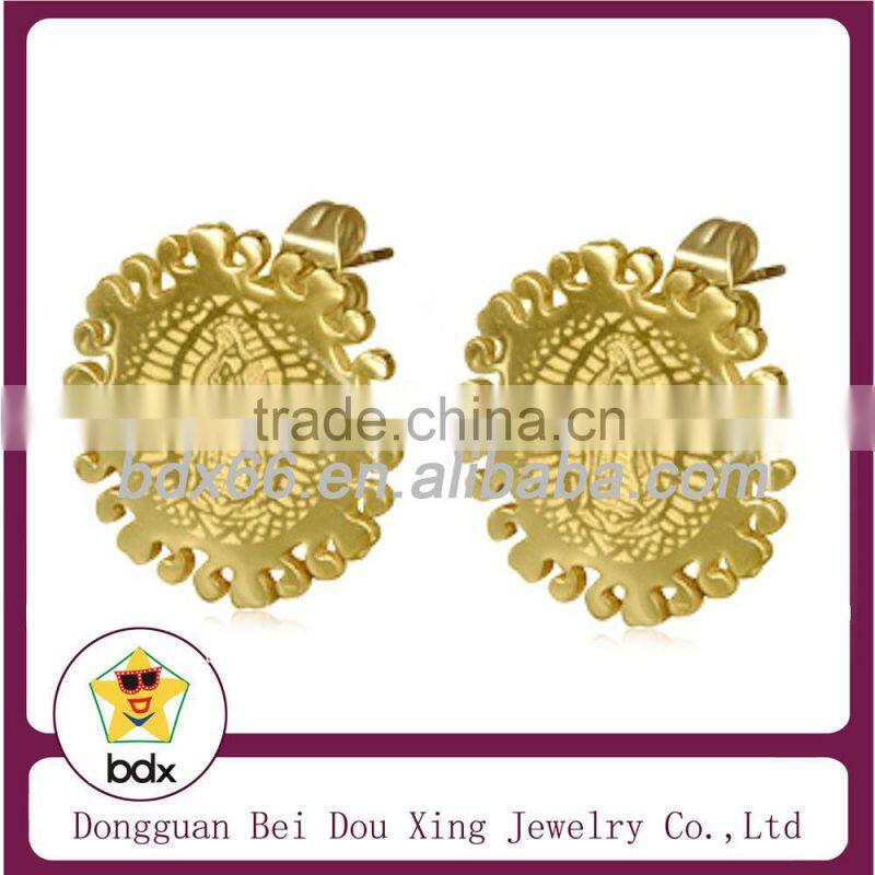 China Alibaba Wholesale Fashion Religious Stainless Steel Black Plated Father Jesus Cross Prayer Stud Earrings Design For Mens