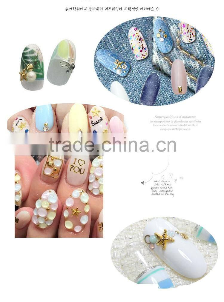 2016 most popular summer sea series metal nail parts, gold silver starfish 3D nail art decoration