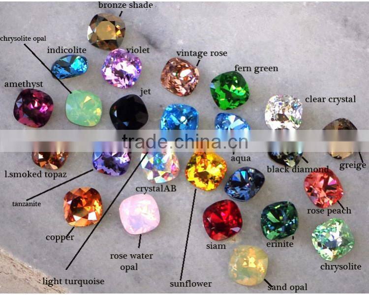 deluxe high quality K9 quality orange color 16x16 mm pointback square shaped rhinestone for fashion bracelet