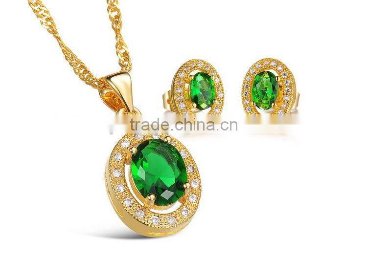 KSTONE fashion gold plated big green rhinestone stud earrings